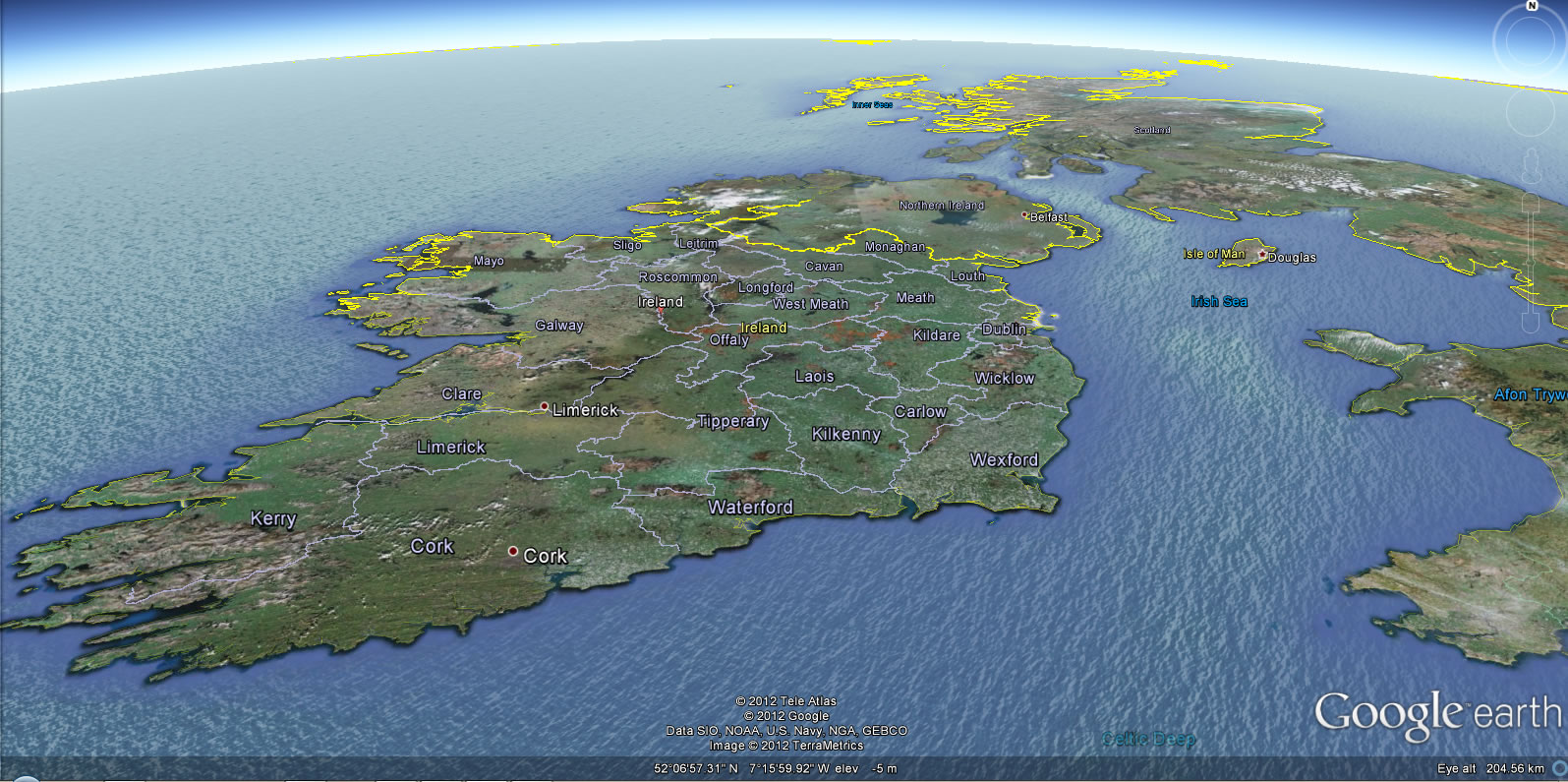 Irlande terre carte